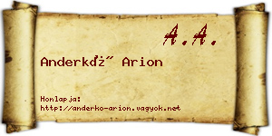 Anderkó Arion névjegykártya
